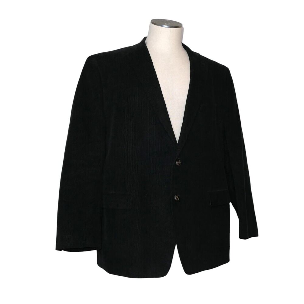 CHAPS 48R Dark Brown Corduroy Blazer Jacket Sport Coat Elbow Patches EUC